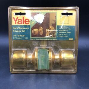New Vintage Yale Bath Bedroom Door Knob Lock LW7 BR5284 US3 Brass NOS